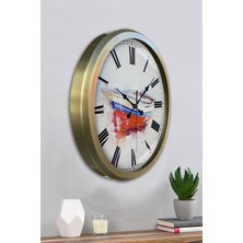 Platin Saat 52 cm Eskitme Metal Kayık Duvar Saati