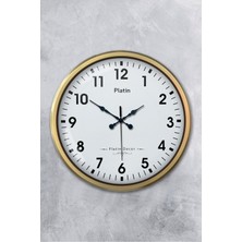 Platin Saat 52 cm Eskitme Metal Klasik Duvar Saati
