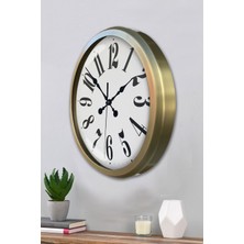 Platin Saat 52 cm Eskitme Metal Klasik Duvar Saati