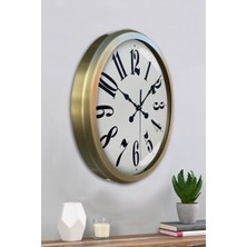 Platin Saat 52 cm Eskitme Metal Klasik Duvar Saati