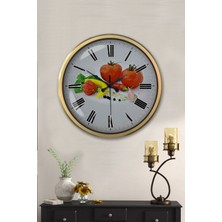 Platin Saat 52 cm Eskitme Metal Mutfak Duvar Saati