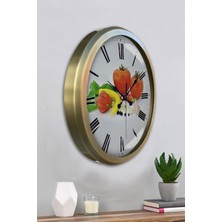 Platin Saat 52 cm Eskitme Metal Mutfak Duvar Saati