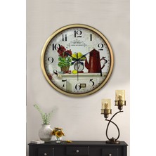 Platin Saat 52 cm Eskitme Metal Mutfak Duvar Saati