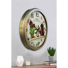 Platin Saat 52 cm Eskitme Metal Mutfak Duvar Saati