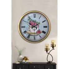 Platin Saat 52 cm Eskitme Metal Mutfak Duvar Saati