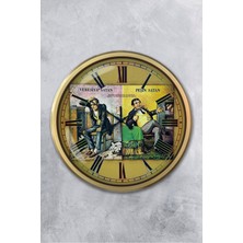 Platin Saat 52 cm Eskitme Metal Peşin Satan Duvar Saati