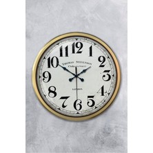 Platin Saat 52 cm Eskitme Metal Regent Street Duvar Saati