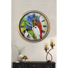 Platin Saat 52 cm Eskitme Metal Rengarenk Duvar Saati