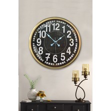 Platin Saat 52 cm Eskitme Metal Siyah Kadran Duvar Saati