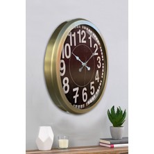 Platin Saat 52 cm Eskitme Metal Siyah Kadran Duvar Saati