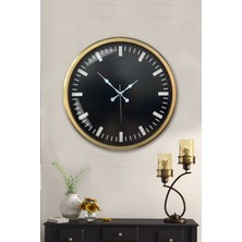 Platin Saat 52 cm Eskitme Metal Siyah Renk Duvar Saati