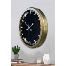 Platin Saat 52 cm Eskitme Metal Siyah Renk Duvar Saati