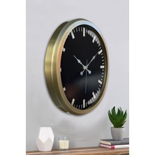 Platin Saat 52 cm Eskitme Metal Siyah Renk Duvar Saati