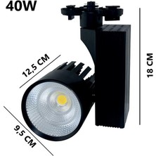 SekaTech 40 Watt Siyah Kasa Beyaz Işık 6500 K Led Ray Spot EV Ofis Mağaza Vitrin