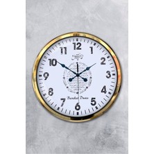 Platin Saat 52 cm Gold Metal Bereket Duası Duvar Saati
