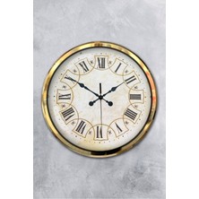 Platin Saat 52 cm Gold Metal Dekoratif Duvar Saati
