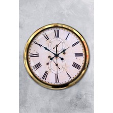 Platin Saat 52 cm Gold Metal Eskitme Duvar Saati