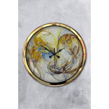 Platin Saat 52 cm Gold Metal Galaksi Duvar Saati