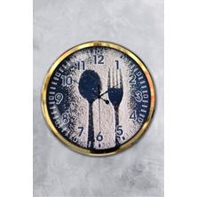 Platin Saat 52 cm Gold Metal Mutfak Duvar Saati