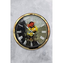 Platin Saat 52 cm Gold Metal Mutfak Duvar Saati