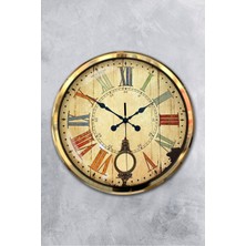 Platin Saat 52 cm Gold Metal Renk Duvar Saati