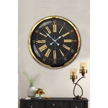 Platin Saat 52 cm Gold Metal Roma Rakamlı Duvar Saati