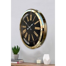 Platin Saat 52 cm Gold Metal Roma Rakamlı Duvar Saati