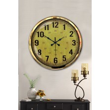 Platin Saat 52 cm Gold Metal Sarı Duvar Saati