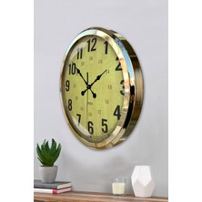 Platin Saat 52 cm Gold Metal Sarı Duvar Saati