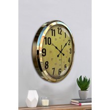 Platin Saat 52 cm Gold Metal Sarı Duvar Saati
