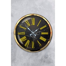 Platin Saat 52 cm Gold Metal Sarı Roma Rakamlı Duvar Saati