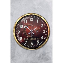 Platin Saat 52 cm Gold Metal Türkiyem Duvar Saati