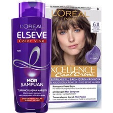 L'Oréal Paris Loreal Paris Excellence Cool Creme 6.11 Elseve Mor Şampuan Seti