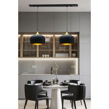 Bamyum Ikili Geniş Çember Siyah Sarkıt Lamba Yemek Masası Oturma Odası Mutfak Salon Otel Showroom