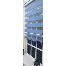 Storburada Zebra Stor Perde Mavi Etek Dilimli St 006