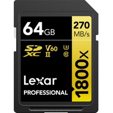 Lexar 64GB Gold Series 1800X Uhs-Iı Sdxc Hafıza Kartı 270MBS