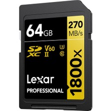 Lexar 64GB Gold Series 1800X Uhs-Iı Sdxc Hafıza Kartı 270MBS