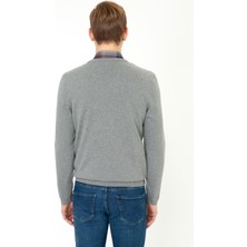 U.S. Polo Assn. Erkek Gri Melanj Basic Triko Kazak 50236962-VR086