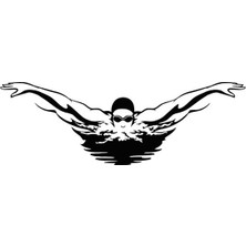 Tsc Yüzücü Havuz Spor Araba Sticker Siyah Renk 18 cm