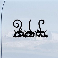 Tsc Sevimli Üç Kuyruk Kedi Sticker Yapıştırma Etiket 17 cm Siyah