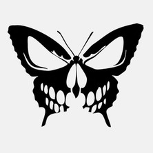 Tsc Kelebek Kafatası Çıkartması Araba Sticker Siyah 17 cm