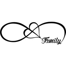 Tsc Aile Kalp Sonsuzluk Araba Sticker Etiket 20 cm Siyah
