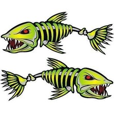 Tsc 2x Balık Kemikleri Iskelet Araba Sticker Yapıştırma 20 cm