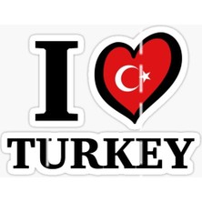 Tsc 16 cm I Love Turkey Yapıştırma Etiket Araba Cam Md6