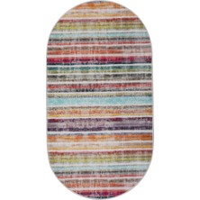 Dijidekor Multi Uygun Saçaksız Dijital Oval Halı Kaymaz Yıkanabilir Iskandinav Yolluk 40X60