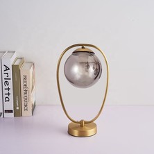 Ömür Avize Dallas Eskitme Füme Globe Camlı Abajur Masa Lambası