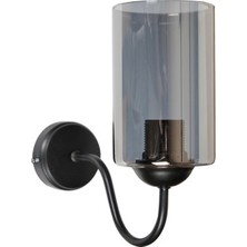 Ömür Avize Kilyos Modern Boru Füme Camlı Aplik Siyah Metal Gövde ile Şık Tasarım