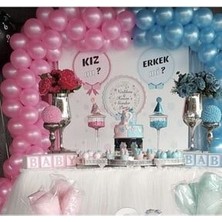 Bal10 Dünyası Metalik Mavi Pembe Balon 70 Adet Zincir Aparatı Cinsiyet Partisi