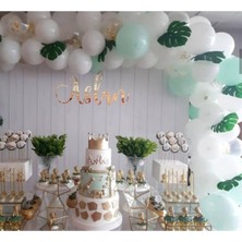 Bal10 Dünyası 70 Adet Beyaz Mi̇nt Yeşi̇li̇ Beyaz Renk Balon + 5 mt Balon Zinciri