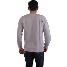 Eserıs  Bisiklet Yaka Sweatshirt  Cepli  Boyama Gri